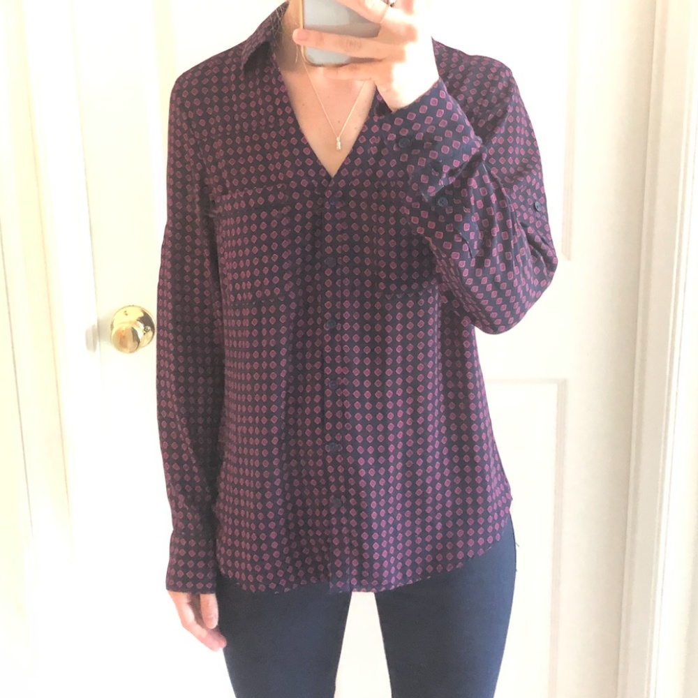 Express Petite Satin Portofino Shirt